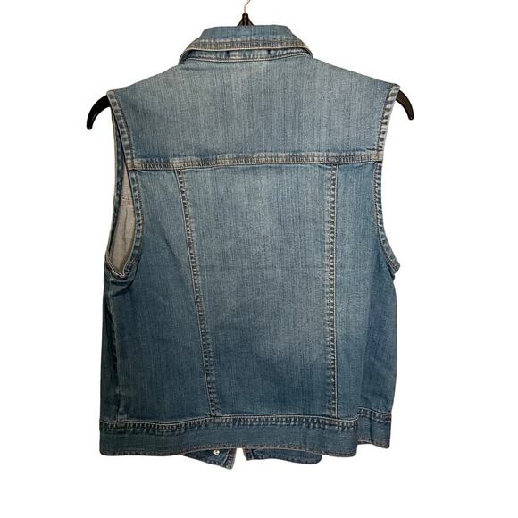 Forerever 21 Denim Vest Button Down Chest Pockets Collared Blue Womens Medium - Picture 2 of 4